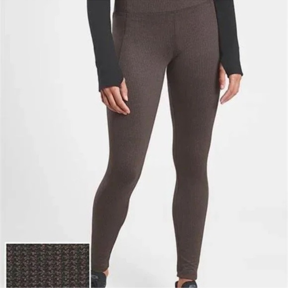 Athleta Delancey Black & Brown Houndstooth Leggings/Tights